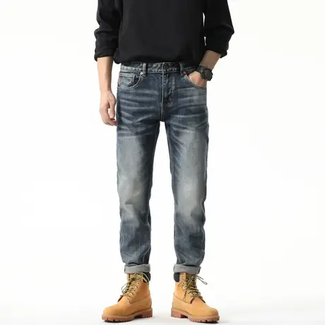 Modi Nick/摩帝尼克男士秋冬季爆款宽松直筒牛仔裤时尚百搭男装商品大图