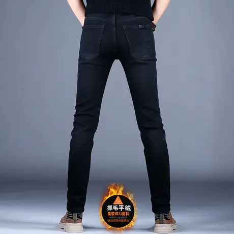 黑色欧美牛仔裤男款百搭高端潮牌修身小脚2023新款春秋裤子男弹力商品大图