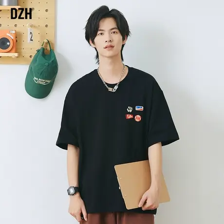 男士300克重磅男t恤短袖2023新款衣服男款夏季薄款纯棉宽松打底衫商品大图