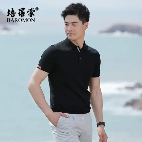 【商场同款】培罗蒙针织短袖t恤衫男夏装纯棉宽松商务翻领polo'衫商品大图