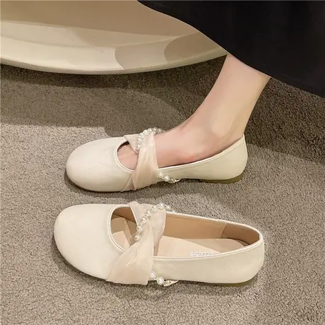 玛丽珍鞋2023年春秋季新款低跟平底晚晚温柔鞋仙女风配裙子单鞋女图片