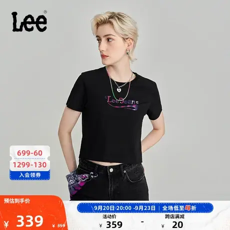 Lee商场同款23秋冬新品舒适短身版黑色女短袖T恤LWT0067243RT-K11图片