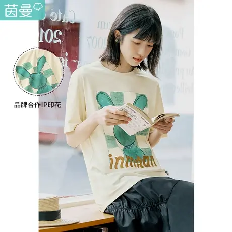 【商场同款】茵曼∣知弥先生系列印花绣花T恤女2023夏季新款宽松图片