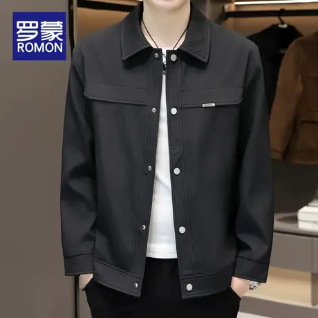 罗蒙潮流夹克男士春秋季休闲男款上衣服2024新款翻领灯芯绒外套男商品大图