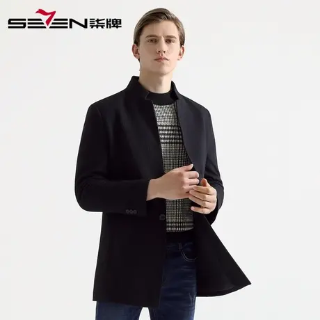 【清仓】柒牌男装大衣秋冬时尚立领男士毛呢大衣绅士保暖羊毛外套图片