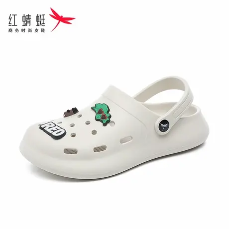 红蜻蜓女洞洞鞋夏季2025新款外穿防滑防臭厚底镂空透气休闲沙滩鞋图片