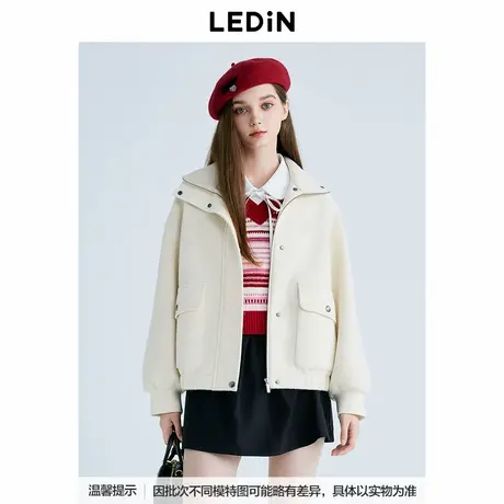 【商场同款】乐町2025春季新款白色宽松立领拉链外套女C1BBF1211*商品大图
