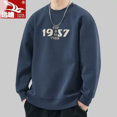 春秋季圆领卫衣男士休闲套头打底衫2023新款宽松百搭长袖T恤上衣商品大图