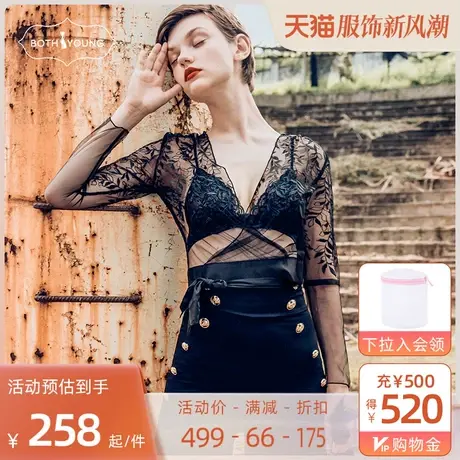 宝诗嫣透明薄纱私房睡衣女性感内衣春秋薄款少女日系透视网纱上衣商品大图