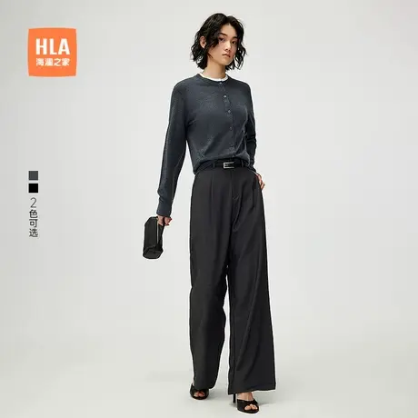 HLA/海澜之家假两件针织开衫25春夏新含羊毛舒适亲肤时尚上衣女装商品大图