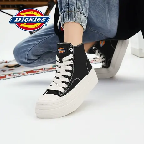Dickies女鞋2024春季高帮帆布鞋女百搭复古厚底增高休闲鞋子百搭图片