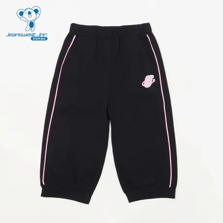 JJ真维斯女童夏季款清爽透气百搭时尚束脚六分裤平纹印花商品大图