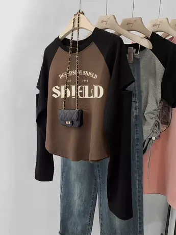 欧货秋冬内搭打底衫女2023新款高级感遮臂上衣潮牌ins辣妹长袖T恤商品大图