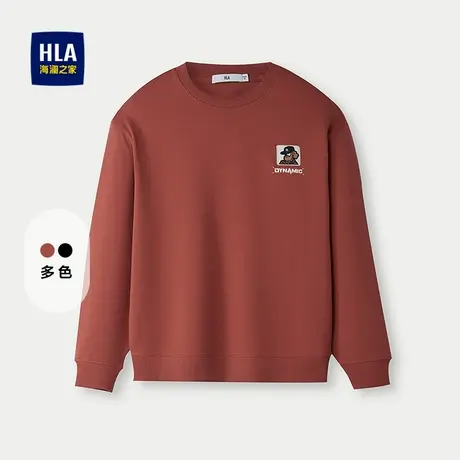 HLA/海澜之家微弹卫衣2025秋季新款圆领精致立体贴布绣上衣男士图片