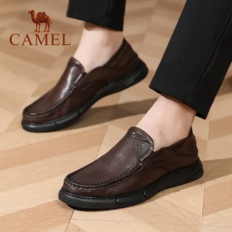 Camel/骆驼男鞋2025秋季新款舒软真皮套脚皮鞋商务休闲爸爸乐福鞋商品大图
