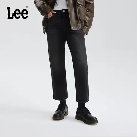 【张凌赫代言】Lee25冬新舒适直筒五袋款磨毛黑灰色女保暖牛仔裤商品大图