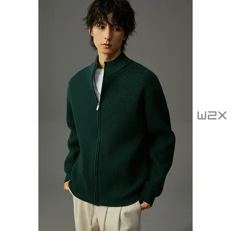 w2x2023新款秋冬季毛衣开衫男时尚设计感针织外套宽松廓形上衣潮商品大图
