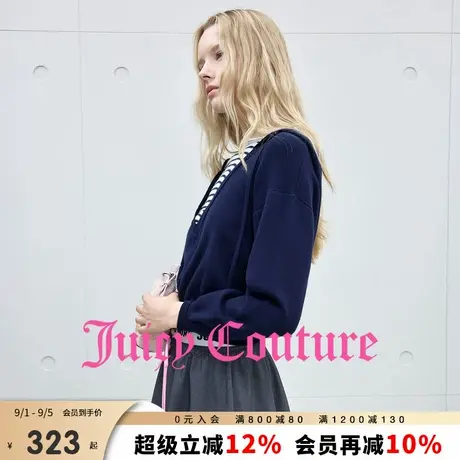 Juicy Couture橘滋针织衫女2025年秋季新款假两件休闲连帽上衣商品大图
