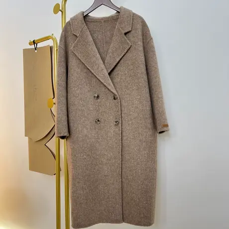 享永子【路过秋冬】100%纯羊毛双面呢大衣茧型通勤中长款毛呢外套图片