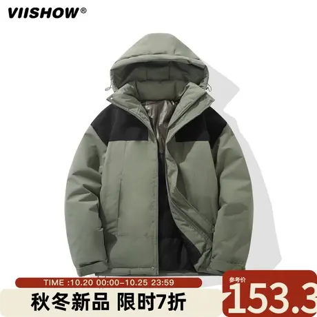 VIISHOW连帽撞色拼接棉服男士冬季新款外套潮牌宽松防寒棉衣男生商品大图