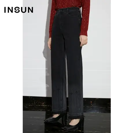 【官方直播】恩裳COVER经典磨毛脚口弹力棉质时尚显瘦直筒牛仔裤商品大图