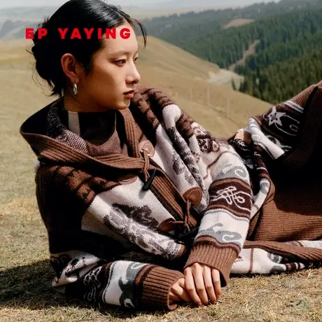 [牦牛绒]EP雅莹女装 绵羊毛民族提花针织开衫外套  商场同款9126A商品大图