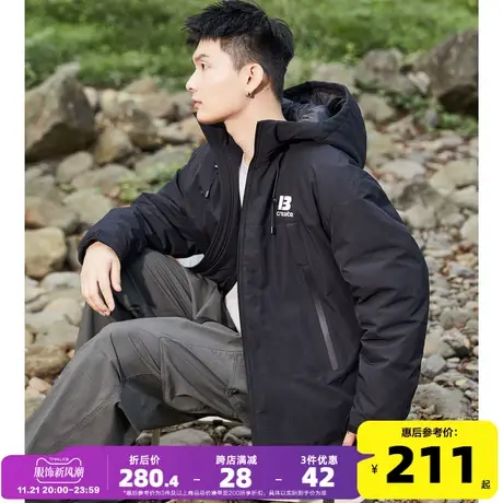 唐狮2023秋冬季新款棉衣男士连帽黑色短款户外加厚外套上衣服潮牌图片