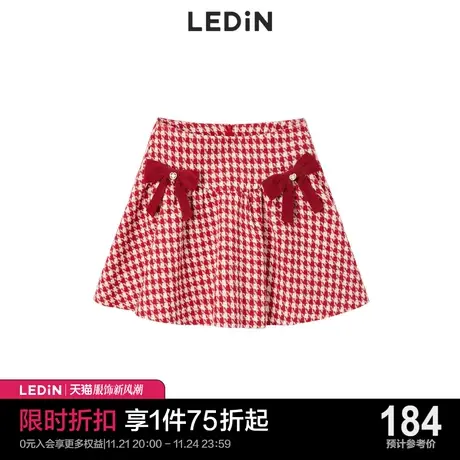 乐町蝴蝶格纹半裙冬季新款短裙半身裙C2GEC4601图片