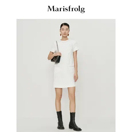 【小香风连衣裙】玛丝菲尔连衣裙春季新款粗花呢编织连衣裙女图片
