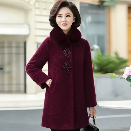 妈妈冬装外套水貂绒2022新款中年女秋冬洋气中老年冬季中长款大衣商品大图
