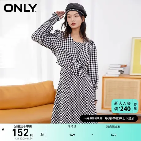 ONLY奥莱夏季时尚休闲收腰格子两件套连衣裙女图片