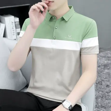 2025新款夏季冰丝polo衫有领短袖t恤男翻领保罗衣服带领体恤半袖商品大图