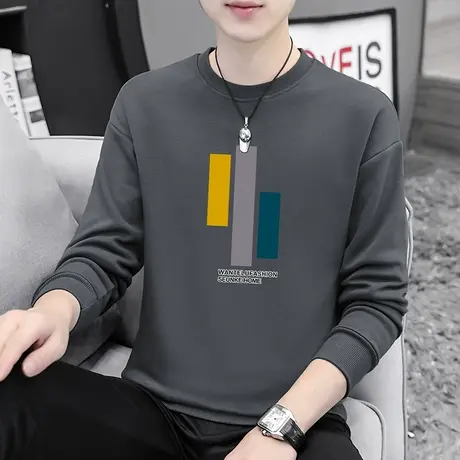 男士卫衣潮ins春秋款宽松潮流百搭秋冬季加绒套头无帽圆领长袖t恤商品大图