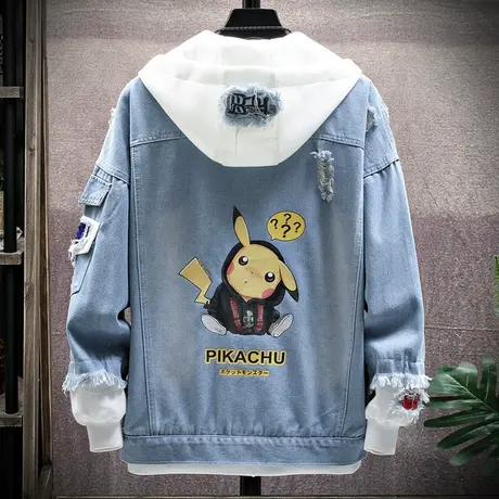 男士牛仔外套春秋季2023新款韩版潮流情侣夹克连帽潮牌男秋装上衣商品大图