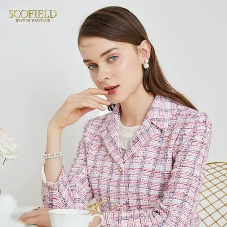 【小香风】Scofield女装秋季粗花呢修身显瘦减龄短外套套装小个子商品大图