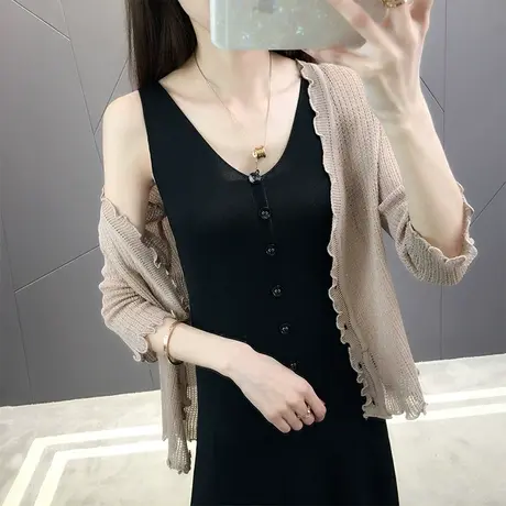 2023新款夏季防晒衣女外套百搭空调衫洋气针织开衫小披肩春秋薄款图片