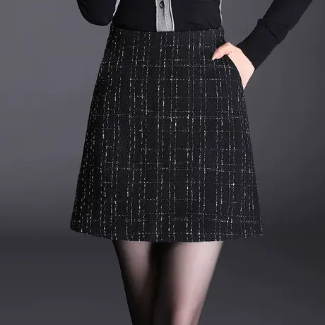 半身裙2023新款简约格子短裙a字裙女春秋显瘦高腰防走光包臀裙子图片