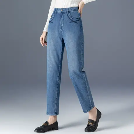 高腰牛仔裤女2023新款春秋女裤宽松老爹萝卜裤春季裤子九分哈伦裤商品大图