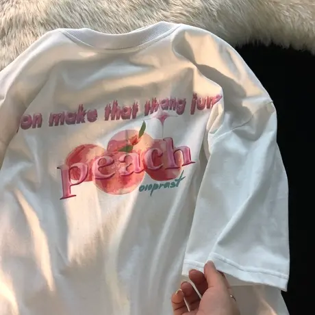 纯棉加肥短袖t恤女夏2021大码宽松韩版ins原宿风chic港味半袖上衣商品大图