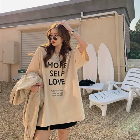 美式复古原宿风t恤短袖女ins潮牌休闲宽松大码oversize纯棉上衣夏图片