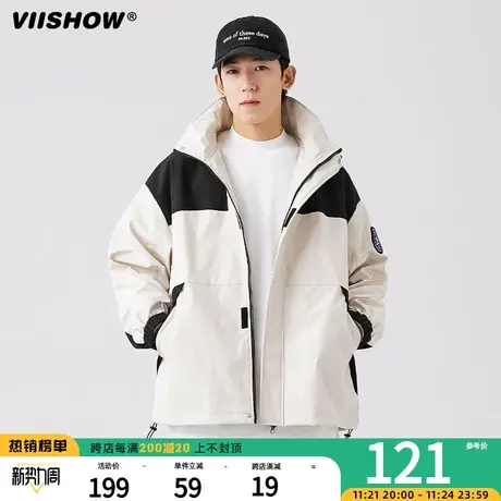 VIISHOW日系复古工装外套男春秋小众设计潮牌美式高街连帽冲锋夹图片
