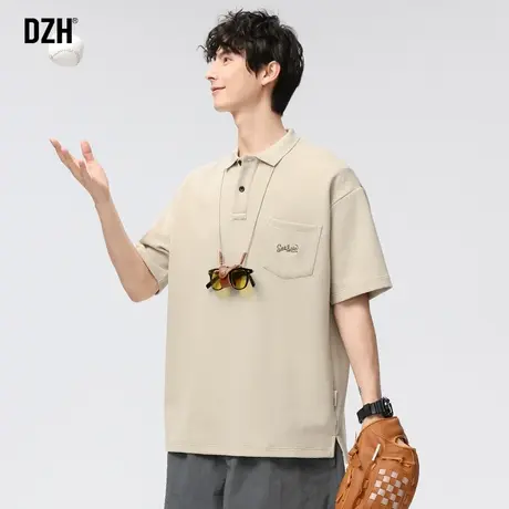 男士港风日系polo衫男短袖男款夏季重磅t恤宽松上衣休闲男装半袖图片