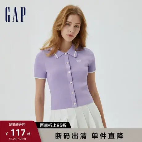【断码优惠】Gap女装夏新款高弹短袖针织衫610617复古辣妹POLO衫图片
