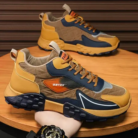 工作男鞋春夏季厚底劳保运动鞋男士休闲防滑耐磨老爹潮鞋2024新款商品大图