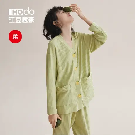 红豆纯棉睡衣女春秋款长袖可外穿柔软亲肤家居服商品大图