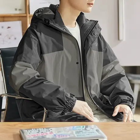 唐狮2023秋冬季新款棉衣男士拼接撞色连帽户外加厚保暖外套上衣cs图片