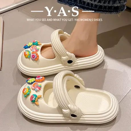 可爱卡通包头拖鞋女夏外穿2024新款厚底防滑软底两穿海边沙滩凉鞋商品大图