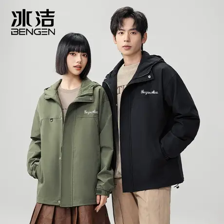 冰洁港风外套男女同款潮牌春秋季工装休闲学生青少年连帽户外夹克商品大图