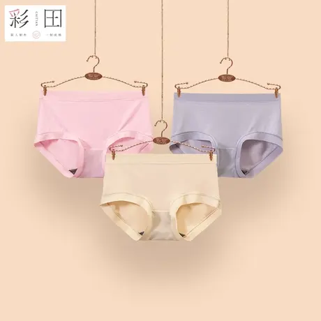 彩田内裤女夏季纯色莫代尔抗菌底裆柔软透气中腰大弹力女士三角裤图片