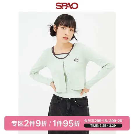 SPAO韩国同款女士针织衫春季女士长袖针织套装SPLWD38G01图片